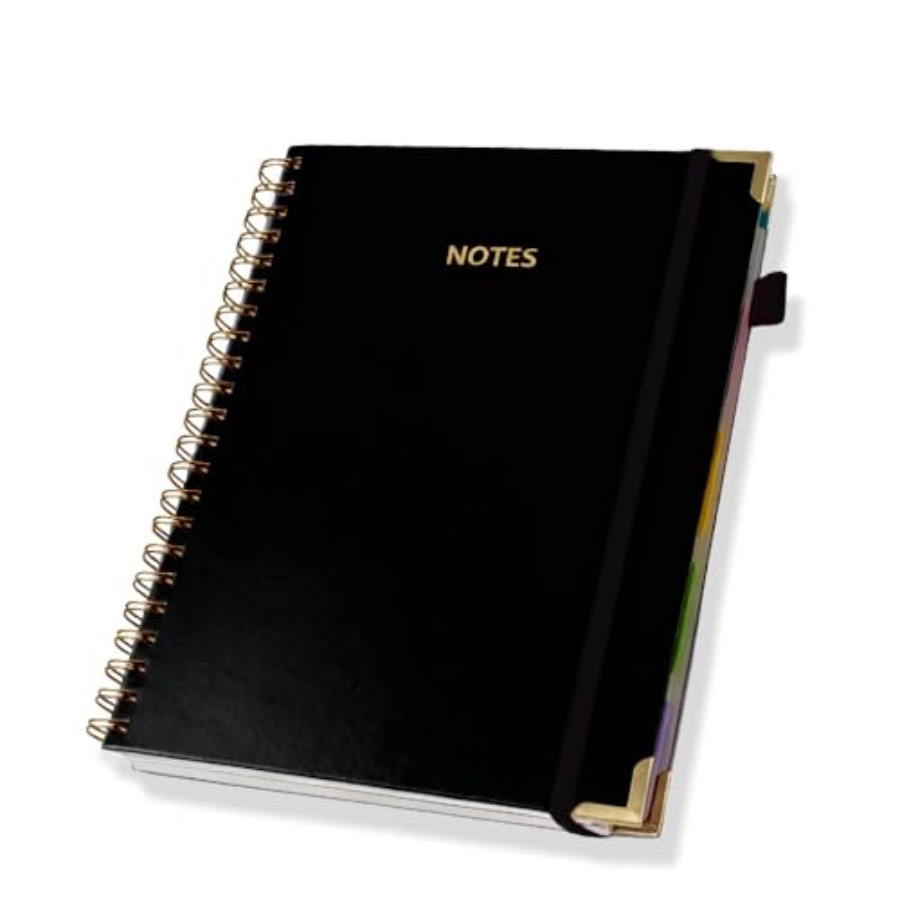 Journal Leather Hardcover - Hardcover Spiral Five Subject Notebook with