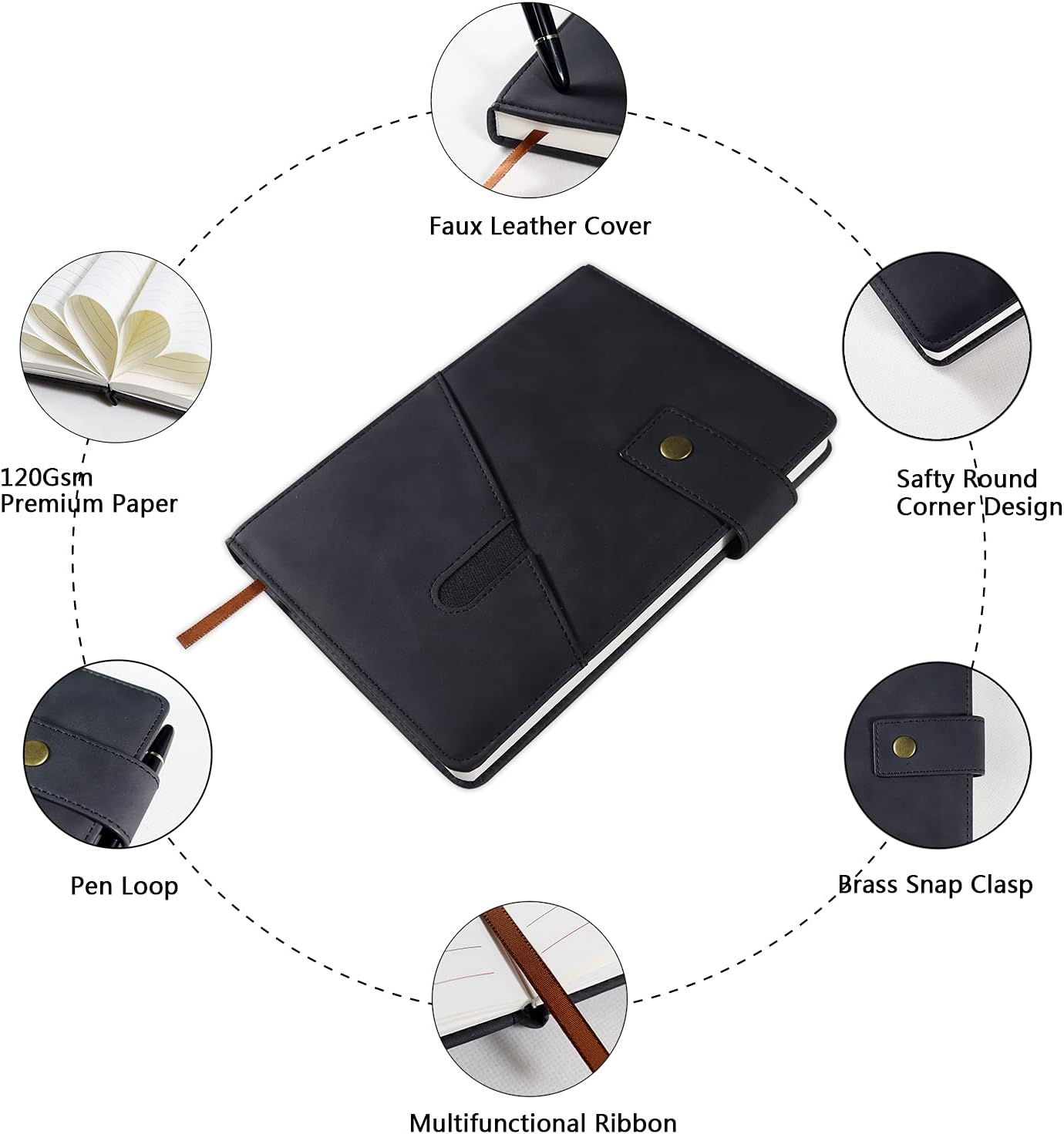 A5 Lined Leather Journal Noteb - Journal Leather Hardcover incelemesi ve fiyatı