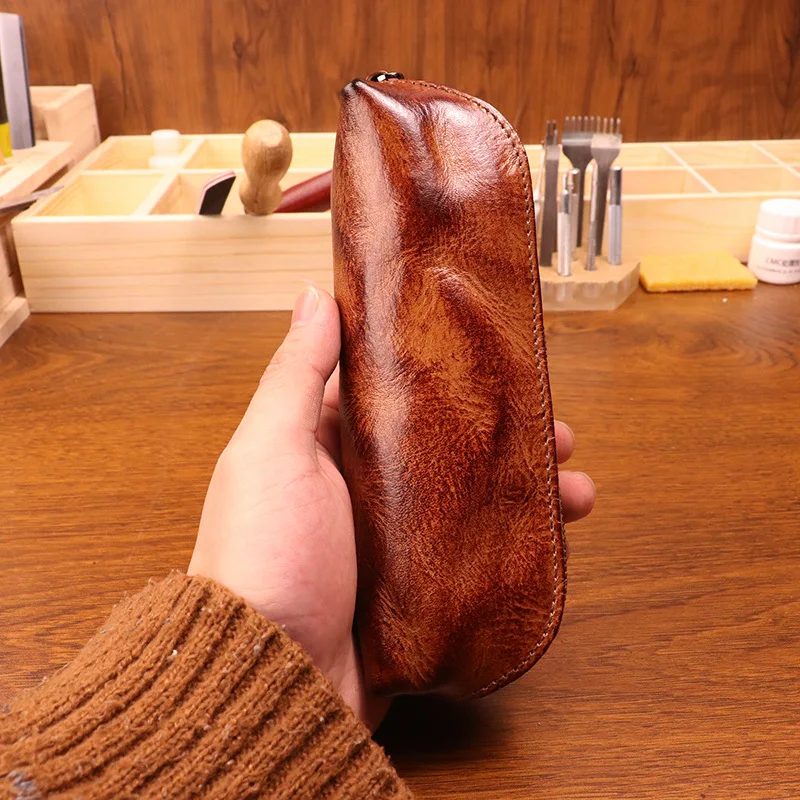 Cowhide pen bag for men vintag - Tan Stationery & Office Supply incelemesi ve fiyatı