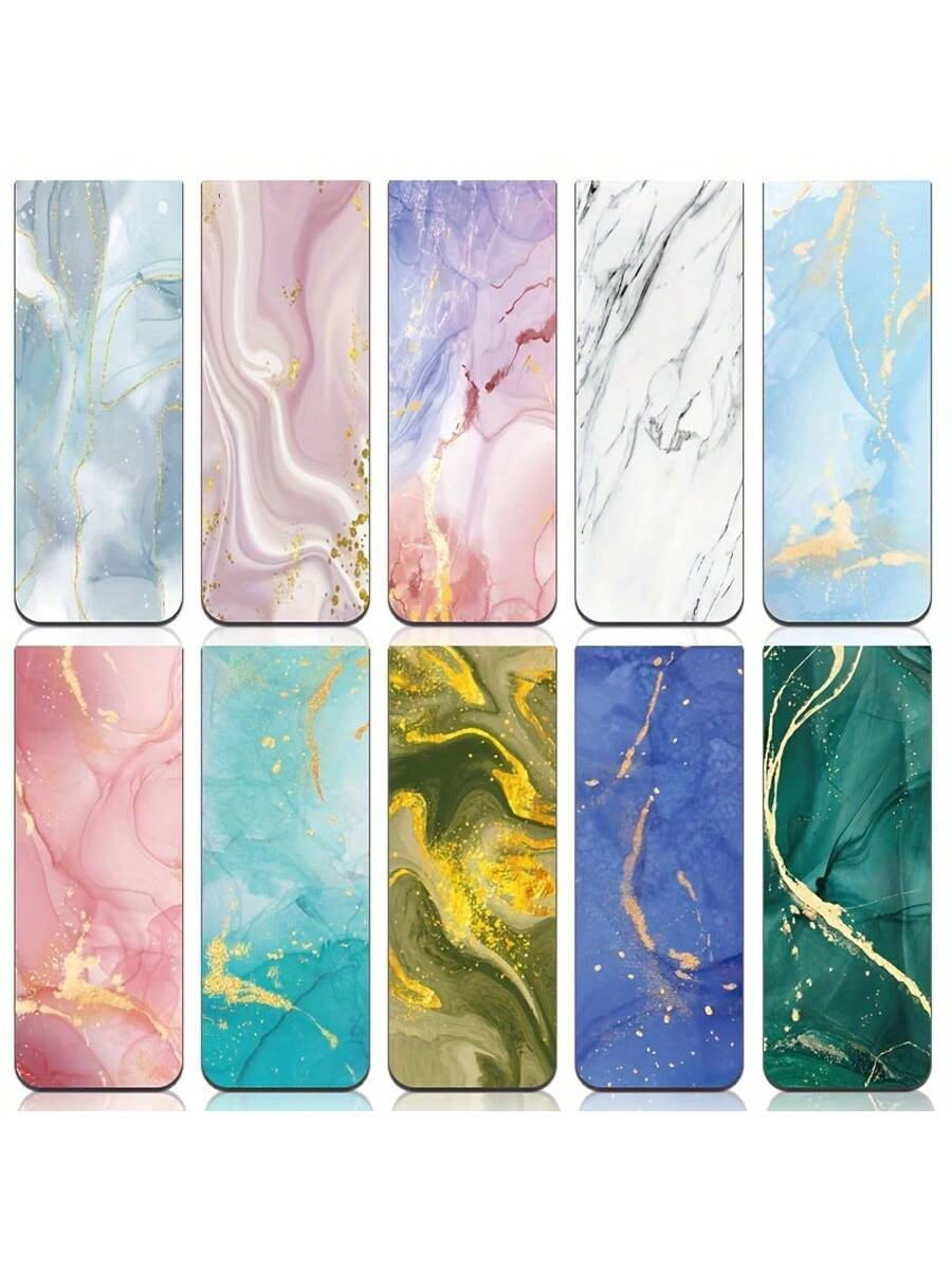 10pcs Assorted Marble Design M - Bookmark Magnetic Clip incelemesi ve fiyatı