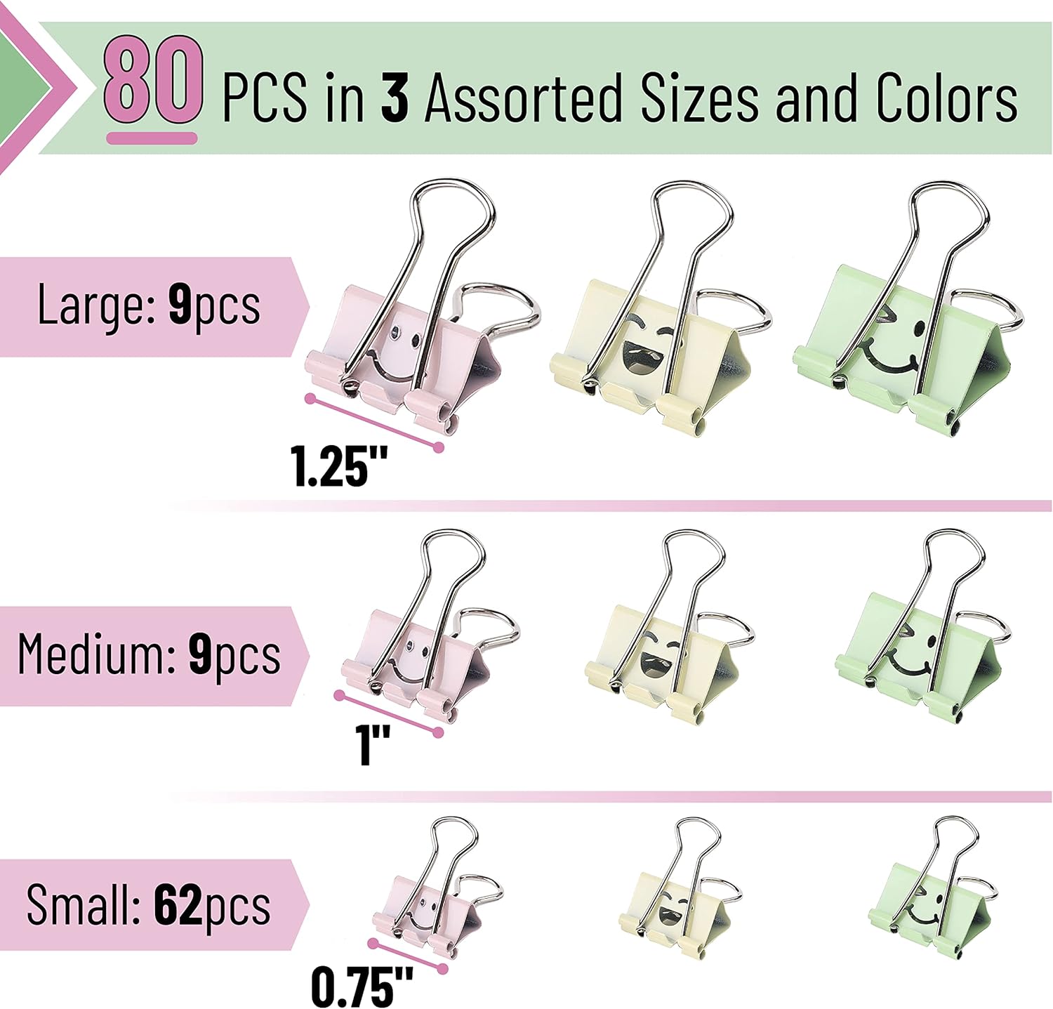 Smiley Binder Clips 80 Pack, A - Binder Clip Assorted incelemesi ve fiyatı