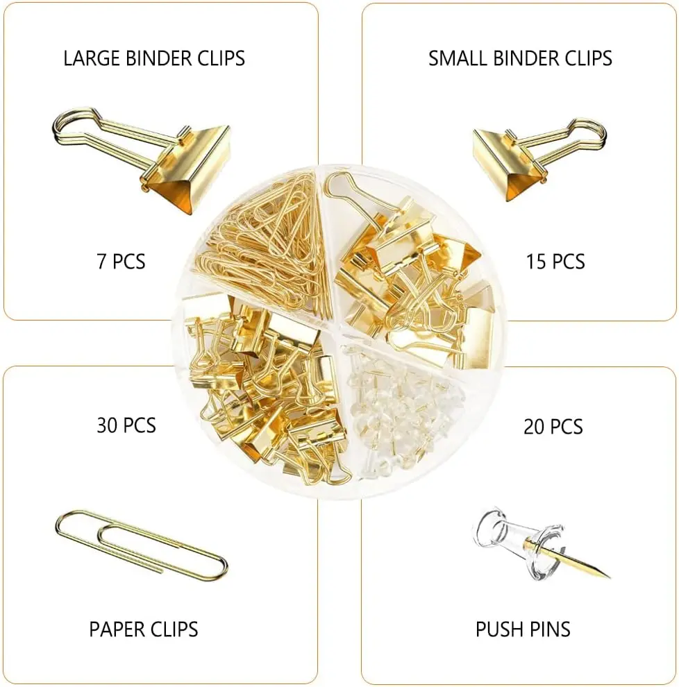 Gold Paper Binder and Clips Se - Binder Clip Assorted incelemesi ve fiyatı