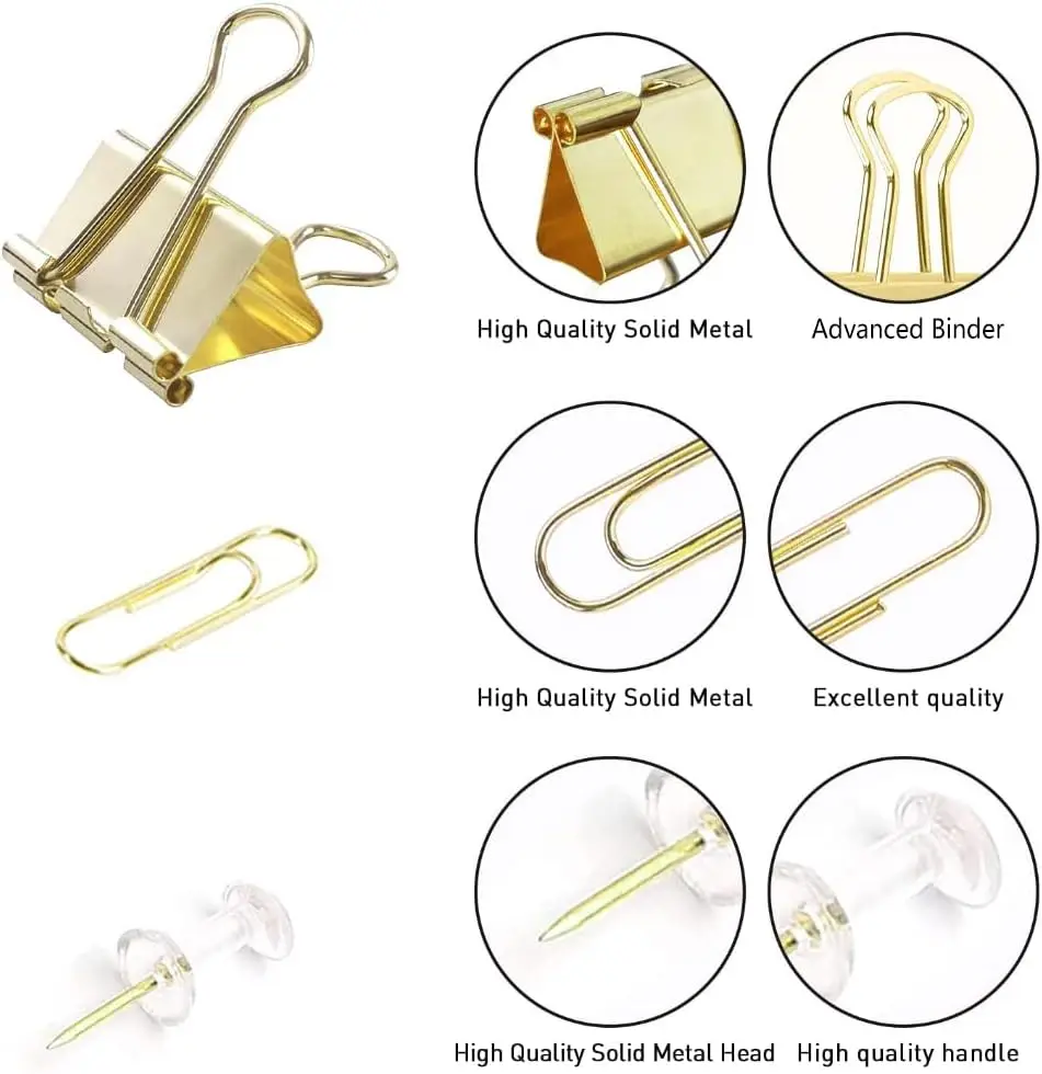 Gold Paper Binder and Clips Se - Binder Clip Assorted incelemesi ve fiyatı