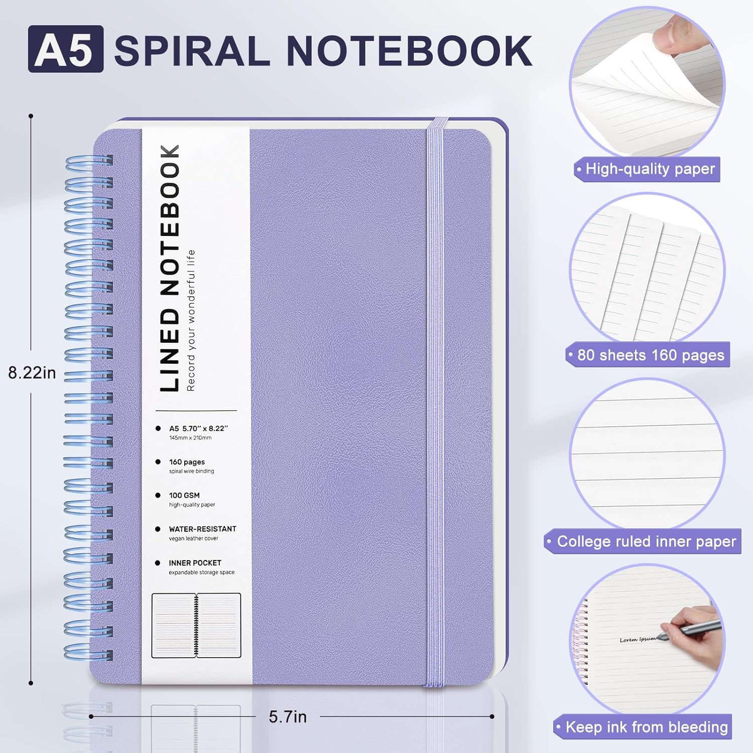 A5 Spiral Notebook, 160 Pages, - Journal Leather Hardcover incelemesi ve fiyatı