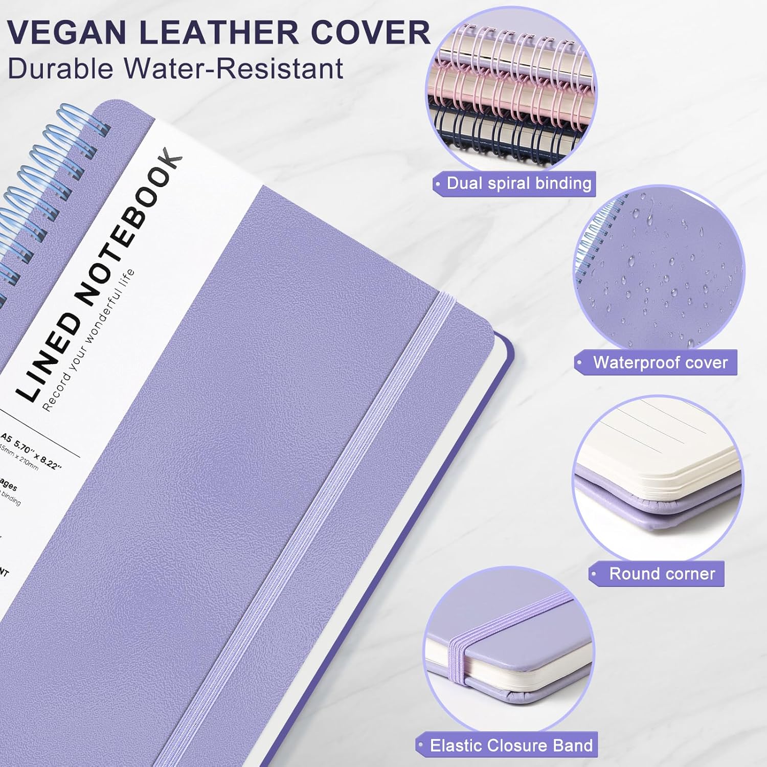 A5 Spiral Notebook, 160 Pages, - Journal Leather Hardcover incelemesi ve fiyatı