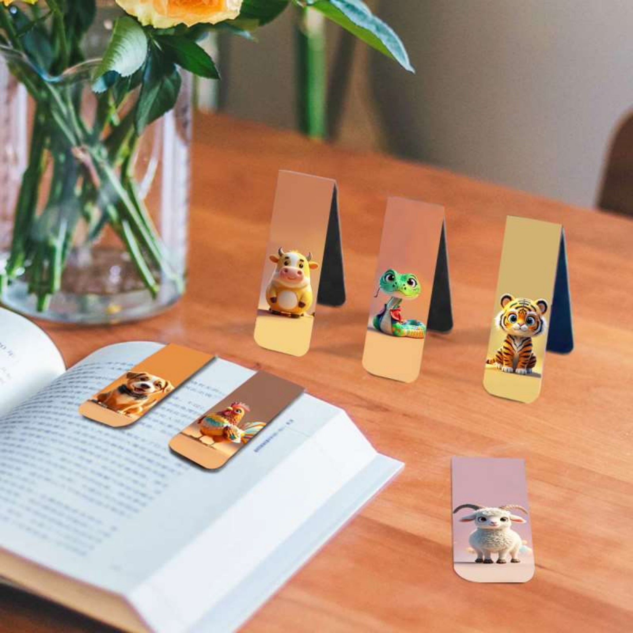12pcs Adorable Twelve Animal M - Bookmark Magnetic Clip incelemesi ve fiyatı