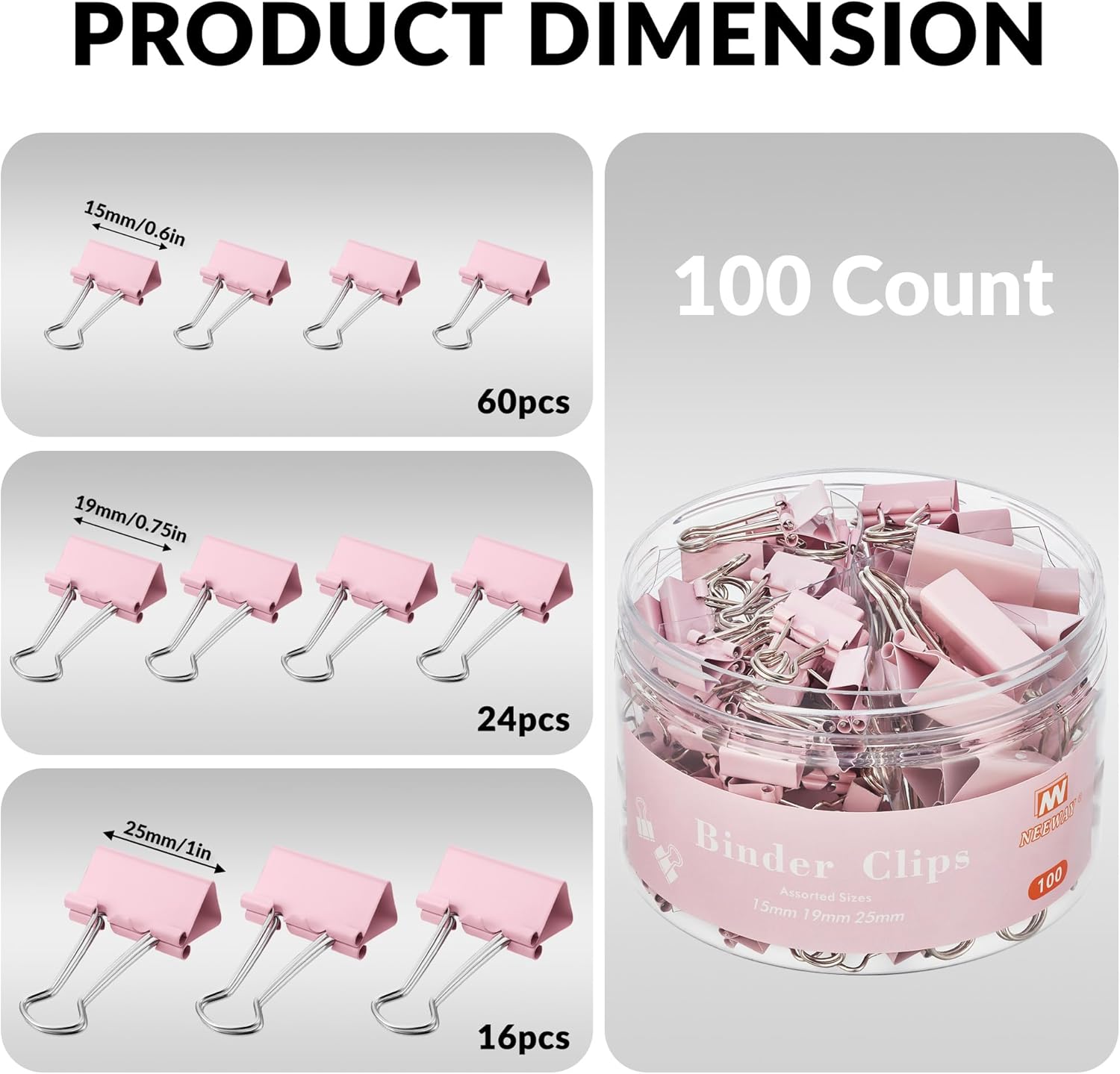 100 Count Binder Clips Assorte - Binder Clip Assorted incelemesi ve fiyatı